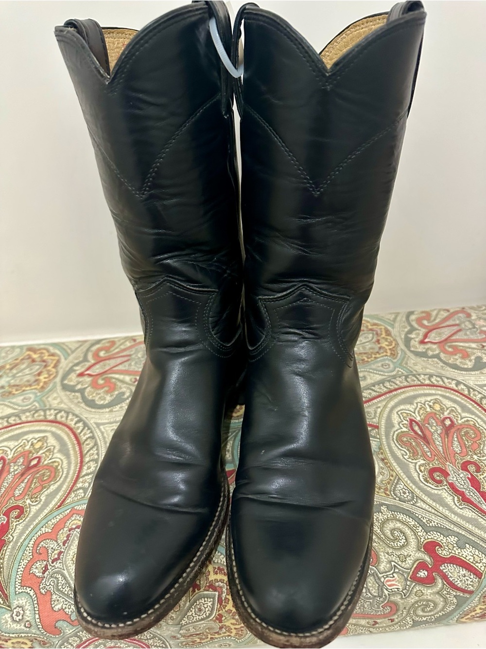 Justin Boots Black Leather Women's Western Boots